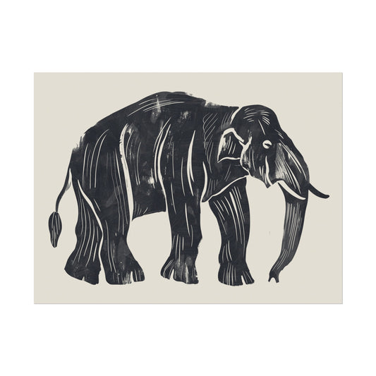 Grand Wanderer: Blockprint Style Elephant Wall Art