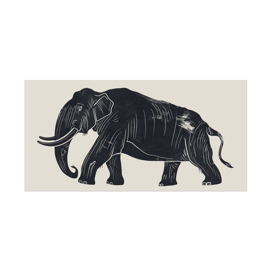 Majestic Giant: Block Print Style Elephant Wall Art