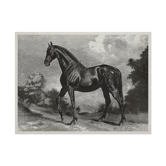 Equine Elegance: Black Horse Aesthetic Wall Art